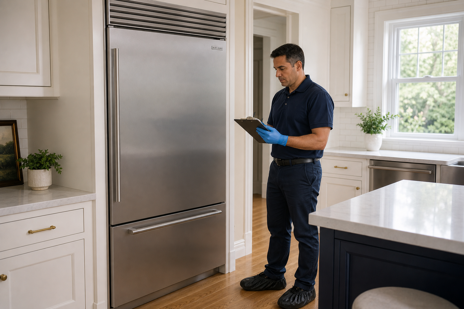 Built-in refrigerator prepared for a professional diagnostic visit