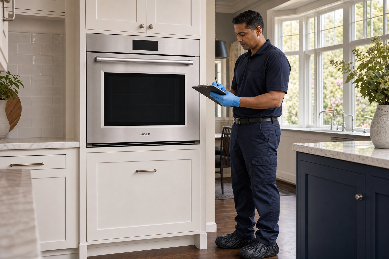 Built-in wall oven prepared for a professional diagnostic visit
