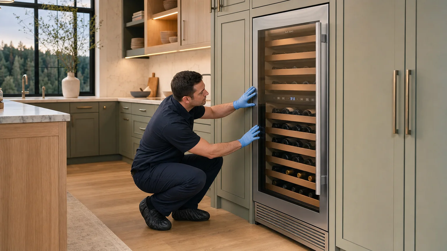 Built-in wine cooler prepared for a professional diagnostic visit